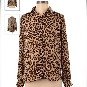 H&M Divided Cheetah Print Blouse Long Sleeve